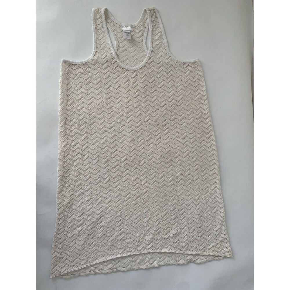 Dotti Swim Cover-Up Women XL Ivory Open Knit Crochet Sheer Beach Boho Gypsy Pool